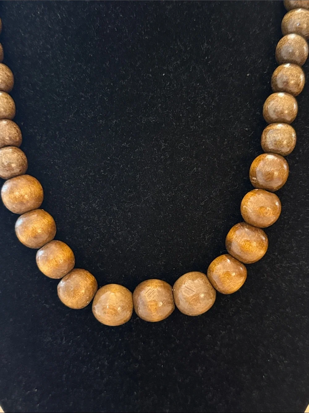 Vintage Boho Brown Wooden Beaded Long Statement Necklace